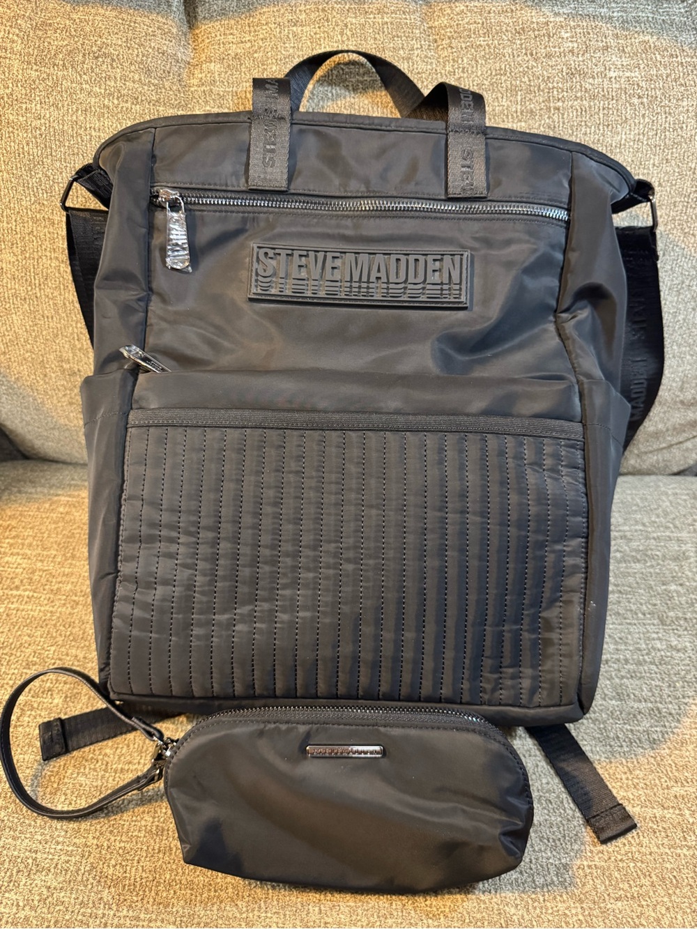 Steve Madden BMedhy Black Convertable  Backpack Style Tote